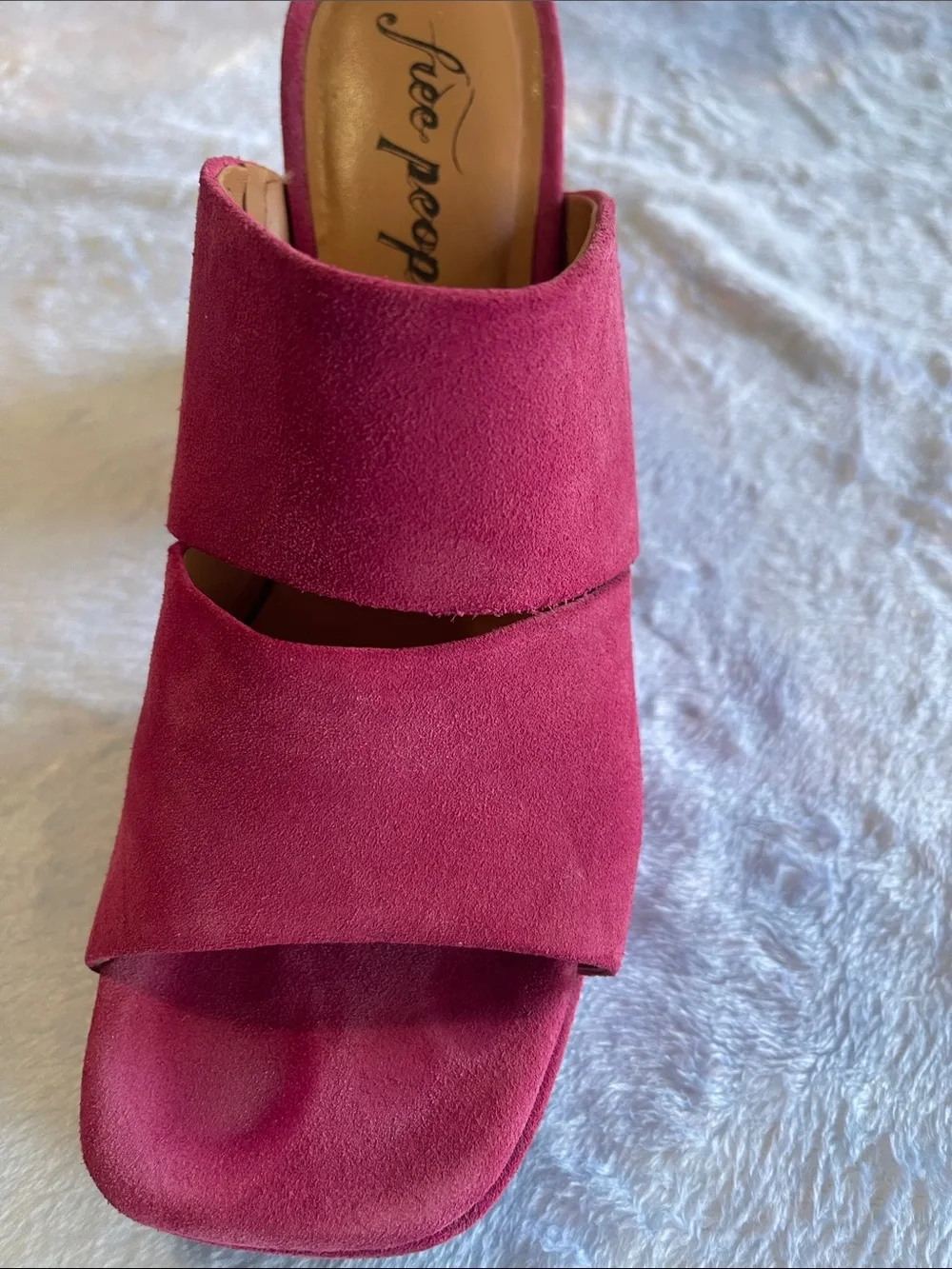 Free People Women's Pink Suede Slide Sandals Size 8.5
